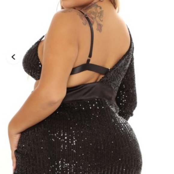 Fashion Nova 2X Epic Nights Sequin Gown Dress Black Party Sexy AX-1592 - Picture 9 of 14